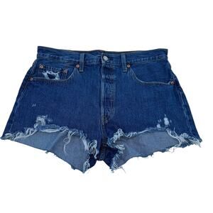 Levi's High Rise Distressed Denim Shorts Size W32 Button Fly Cut-Off Jean Shorts